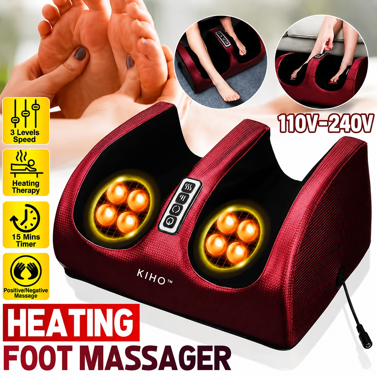 Electric Foot Massager – Deep Kneading Massage with Heat Therapy