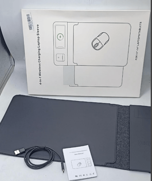 4-in-1 Wireless Charging Laptop Sleeve – Portable Workstation
