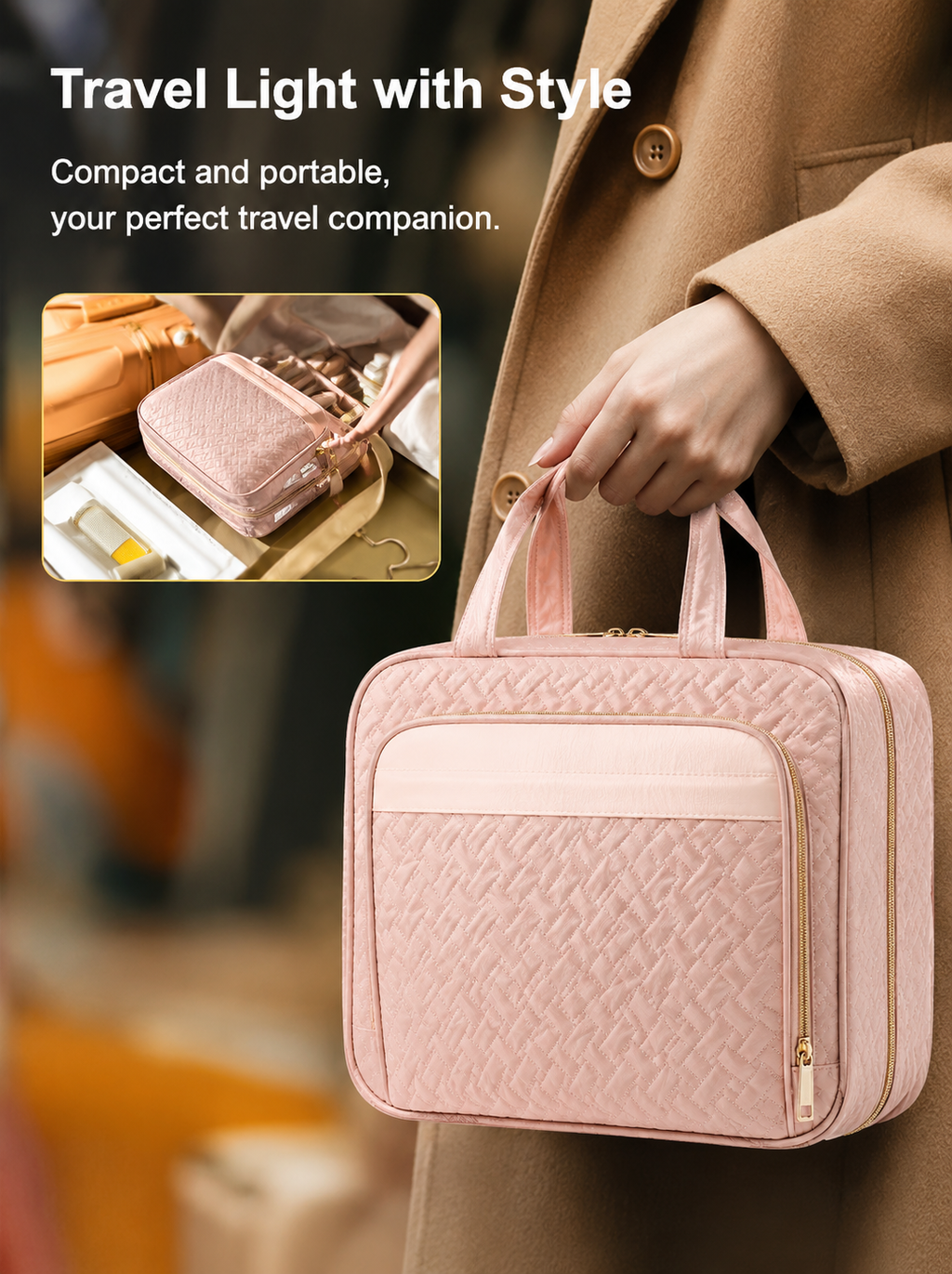 Large Hanging Travel Cosmetic Bag – Waterproof Multi-Compartment Organizer