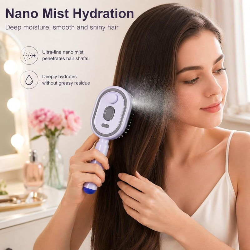 Electric Nano Mist Hair Brush | 2-in-1 Detangling & Spray Comb | 35% OFF + COD