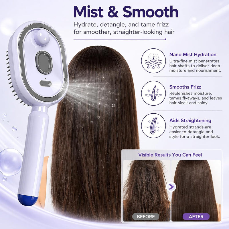 Electric Nano Mist Hair Brush | 2-in-1 Detangling & Spray Comb | 35% OFF + COD
