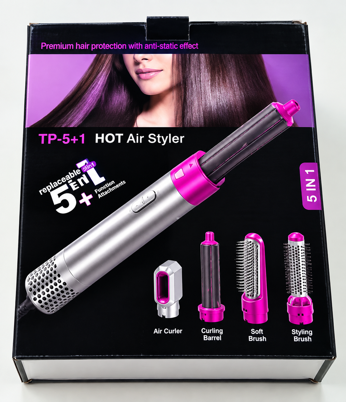 5-in-1 Hot Air Brush – Hair Dryer, Straightener, Curler & Volumizer