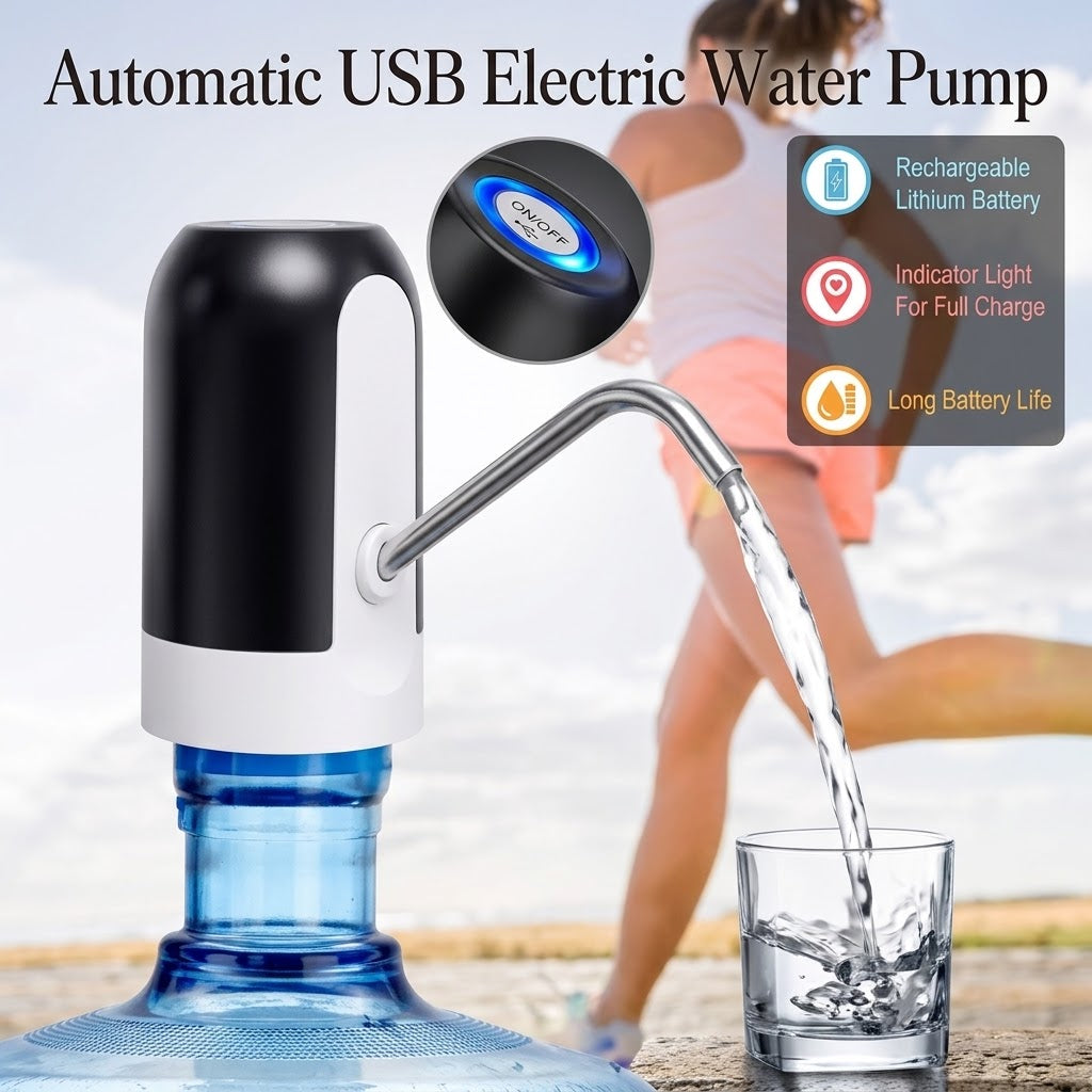 Electric Portable Water Dispenser Pump – One-Touch USB Rechargeable Water Bottle Pump