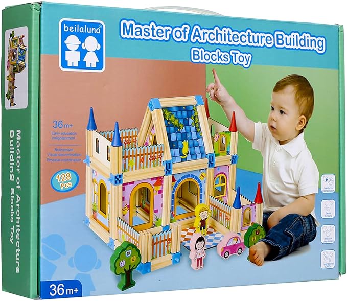 Beilaluna™ 128 Pcs Wooden Building Blocks Toy for Kids (3+) | 35% OFF – Cash on Delivery
