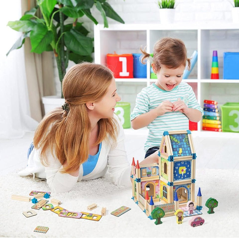 Beilaluna™ 128 Pcs Wooden Building Blocks Toy for Kids (3+) | 35% OFF – Cash on Delivery