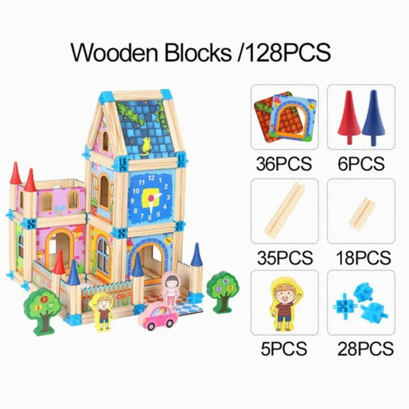 Beilaluna™ 128 Pcs Wooden Building Blocks Toy for Kids (3+) | 35% OFF – Cash on Delivery
